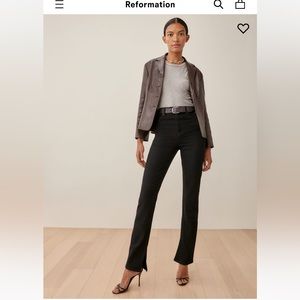 Reformation Liza Slit Hem Ultra High Rise Straight Long Jeans